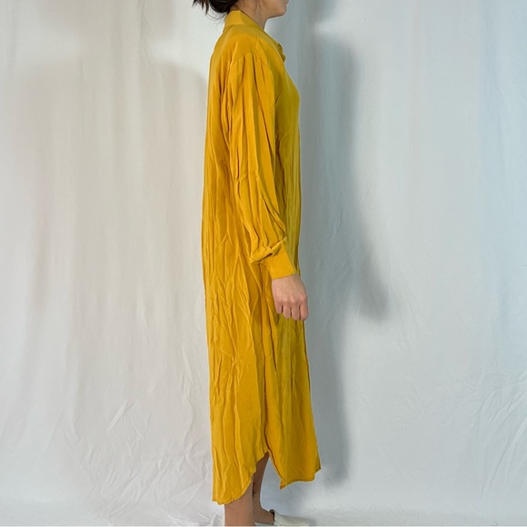 Sacha Mustard Yellow Vintage Midi Shirt Dress - Picture 3 of 7